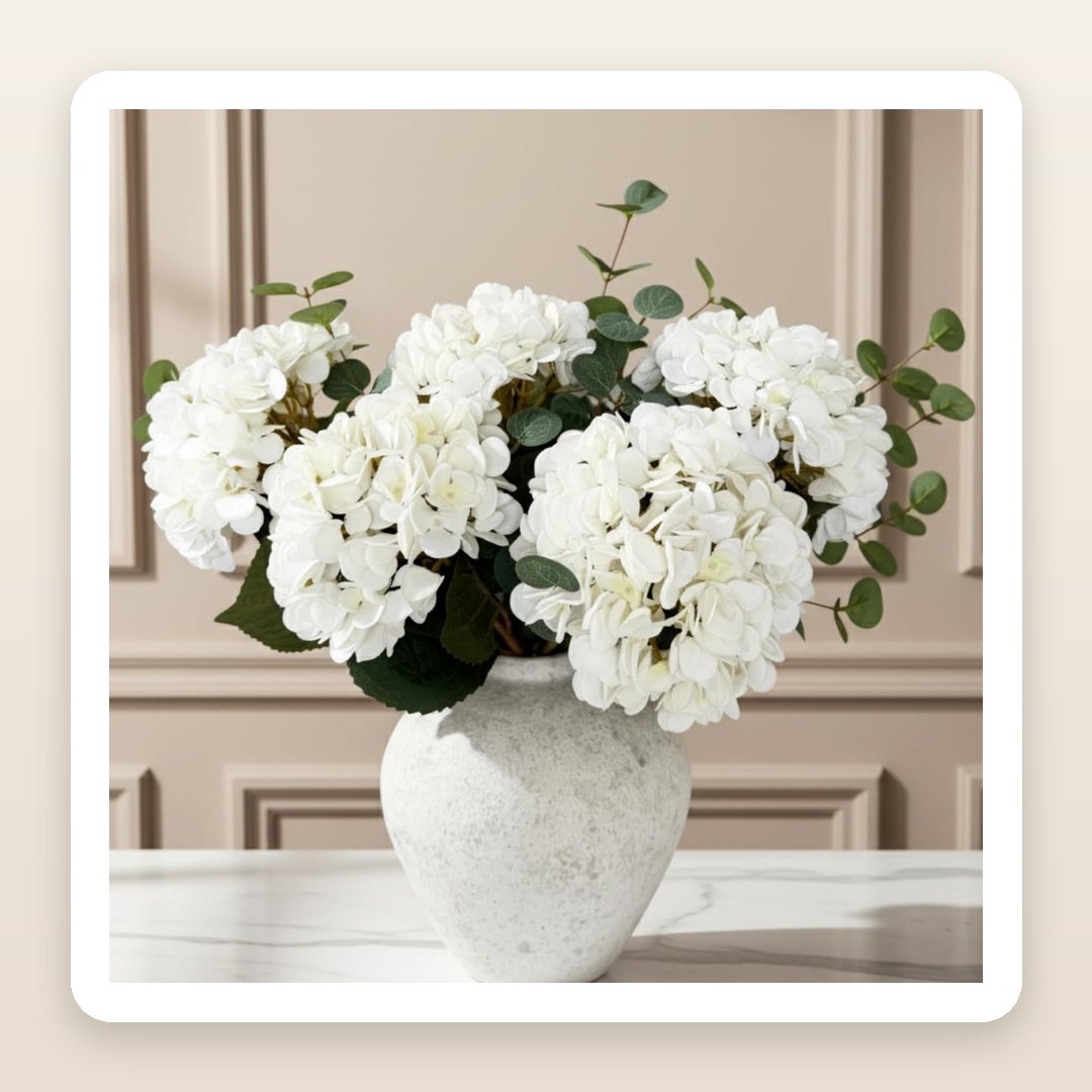 The Real-Touch White Hydrangea Arrangement That Styles a Console in Two Seconds