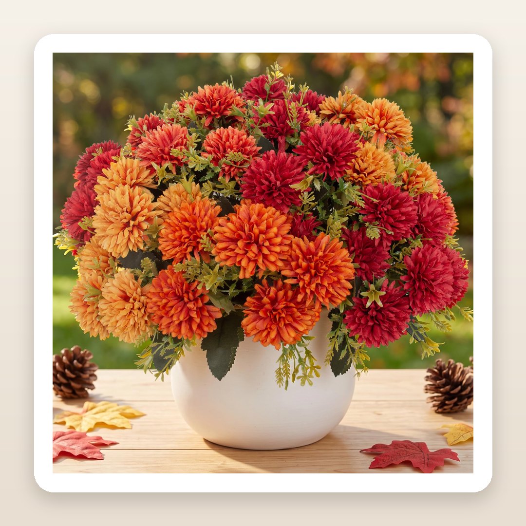 Mums Front Porch: The 12 Red and Orange Chrysanthemum Bunches That Fill a Pot Fast