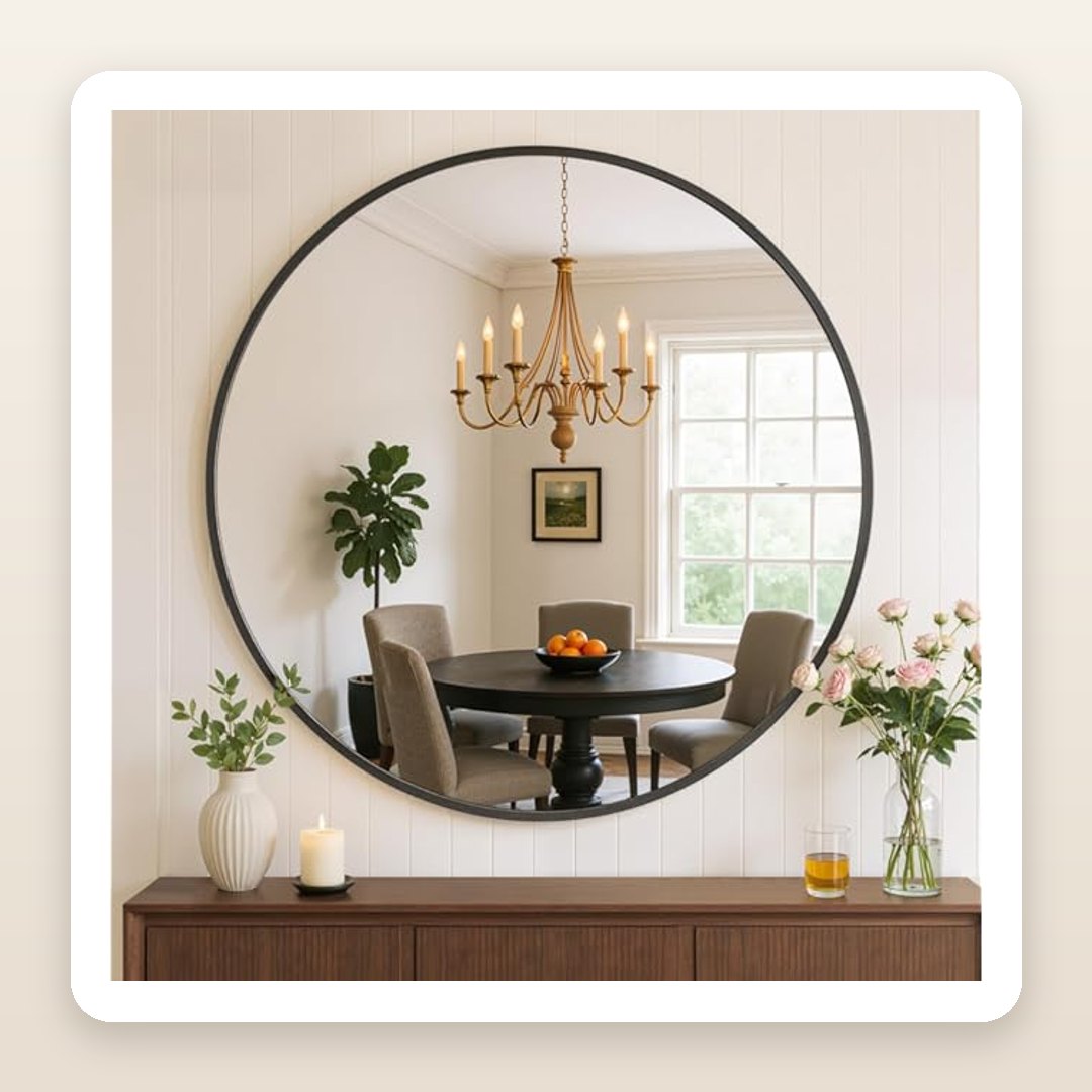 The 24-Inch Round Black Mirror That Pulls a Whole Room Together