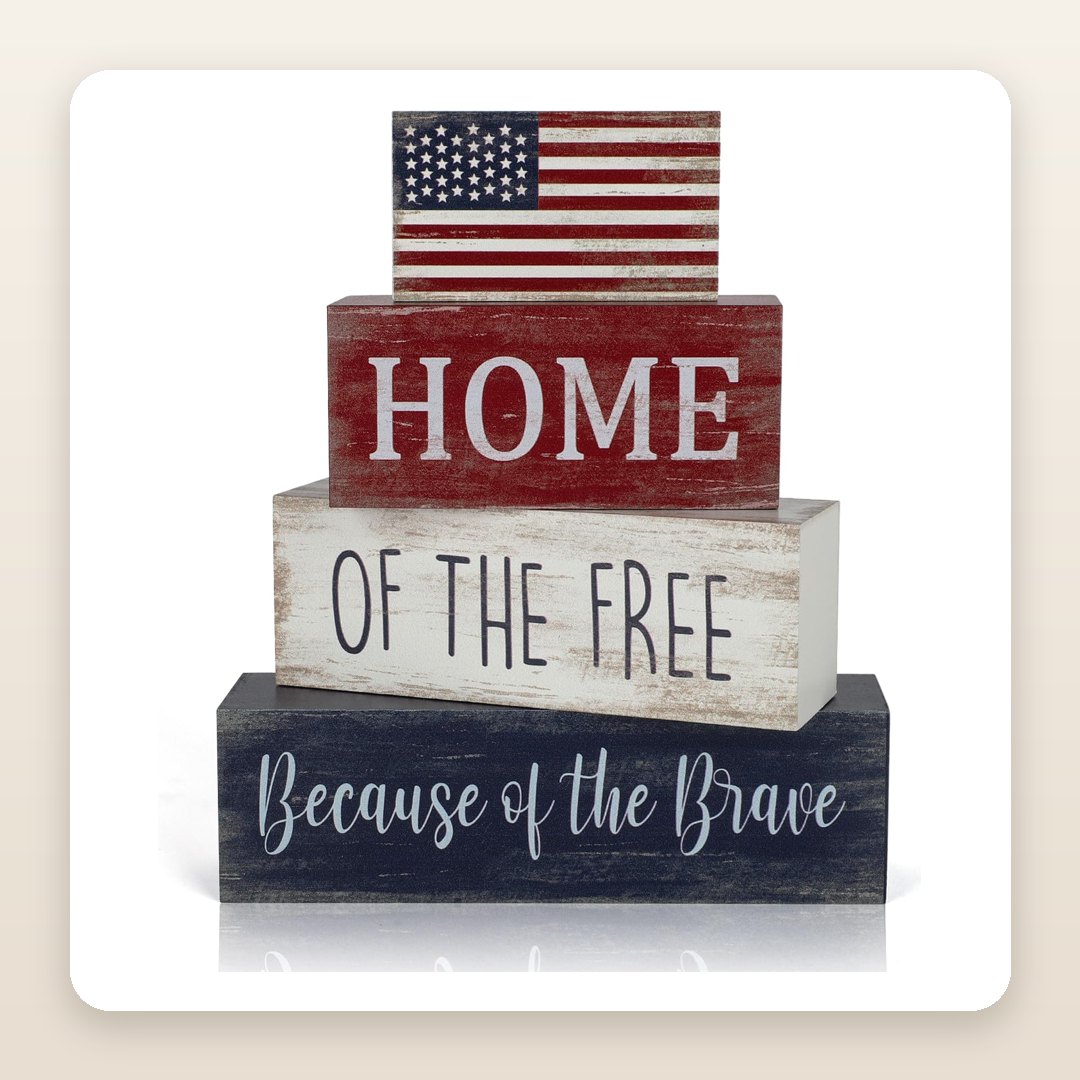 Rustic Wooden Block Centerpieces for an Effortless 4th of July Table
