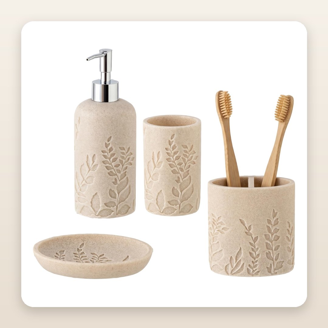 Bathroom Decor Ideas: The Sandstone Leaf Set That Makes a Sink Look Finished