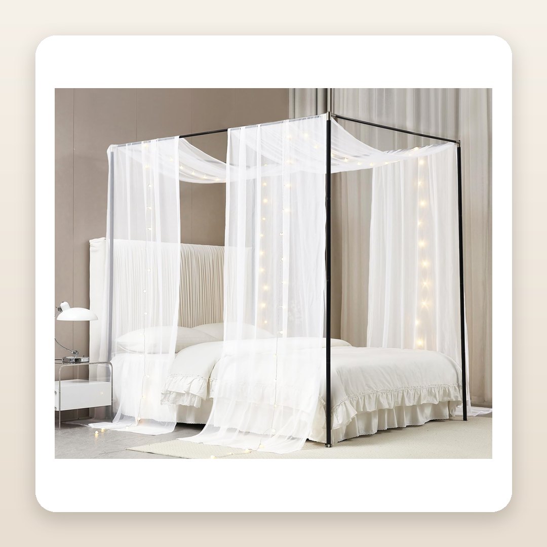 Fabric Ceiling Idea: The Sheer White Bed Canopy That Turns a Bed Into a Hideaway