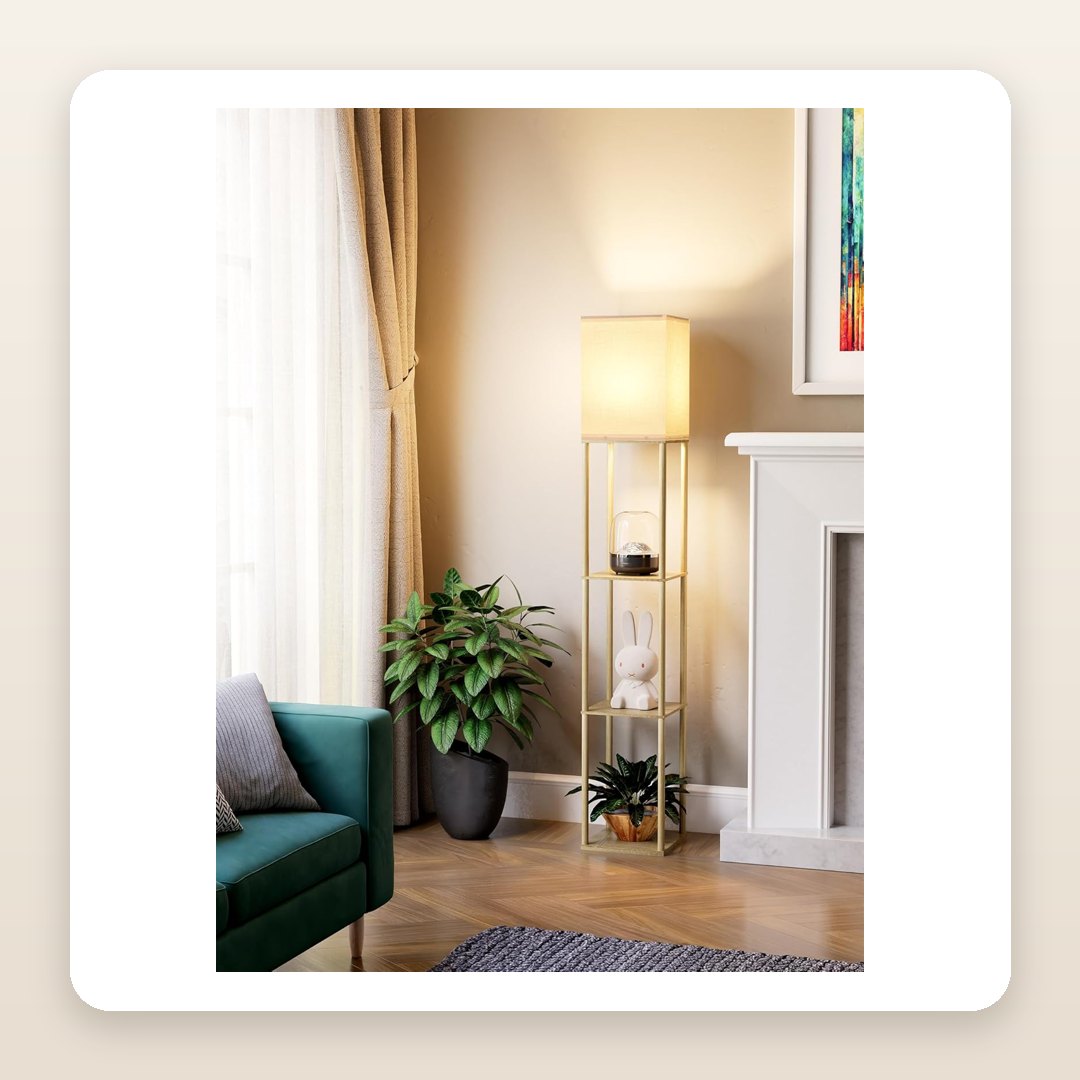 The Floor Lamp With Built-In Shelves That's Secretly a Tiny Side Table