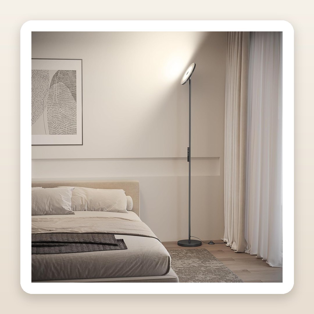 The Floor Lamp That Gives a Bedroom That Soft, Glowy, Hotel-at-Night Feeling