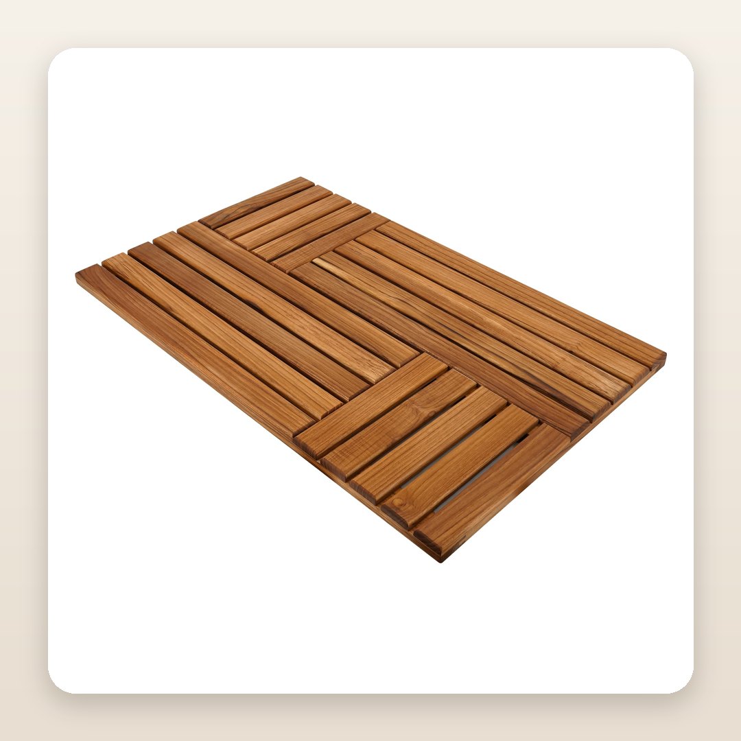Bathroom Decor Ideas: The Teak Mat That Replaces the Towel on the Floor