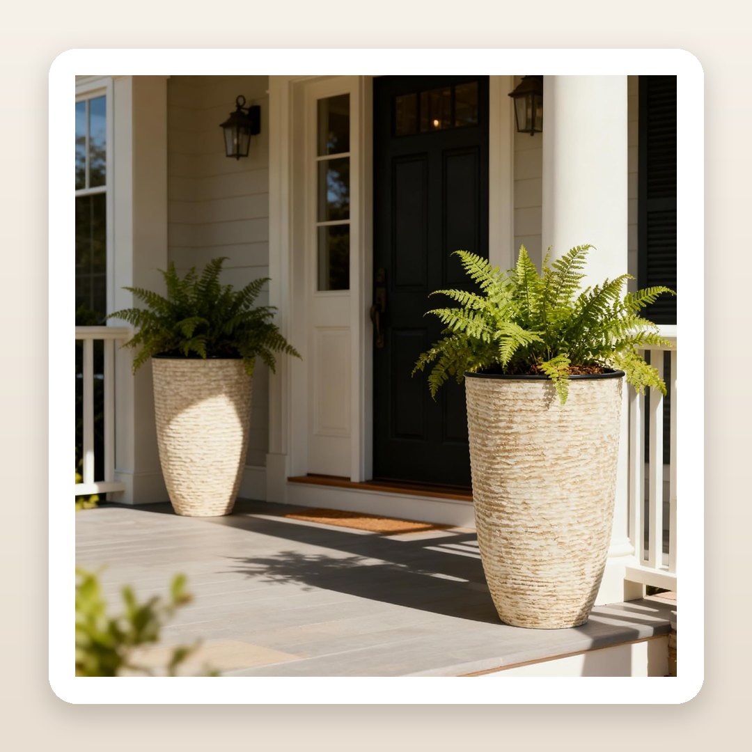 Fall Outdoor Planter Ideas: The Tall Pair That Frames a Front Door in One Delivery