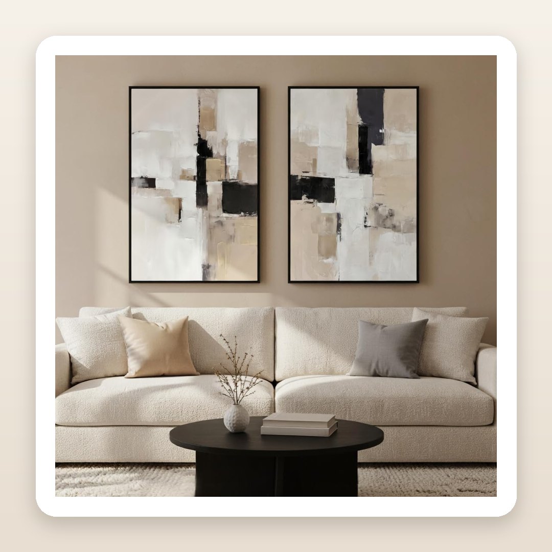 Neutral Bedroom Wall Art: The Textured Canvas Pair That Fills the Wall Above the Bed