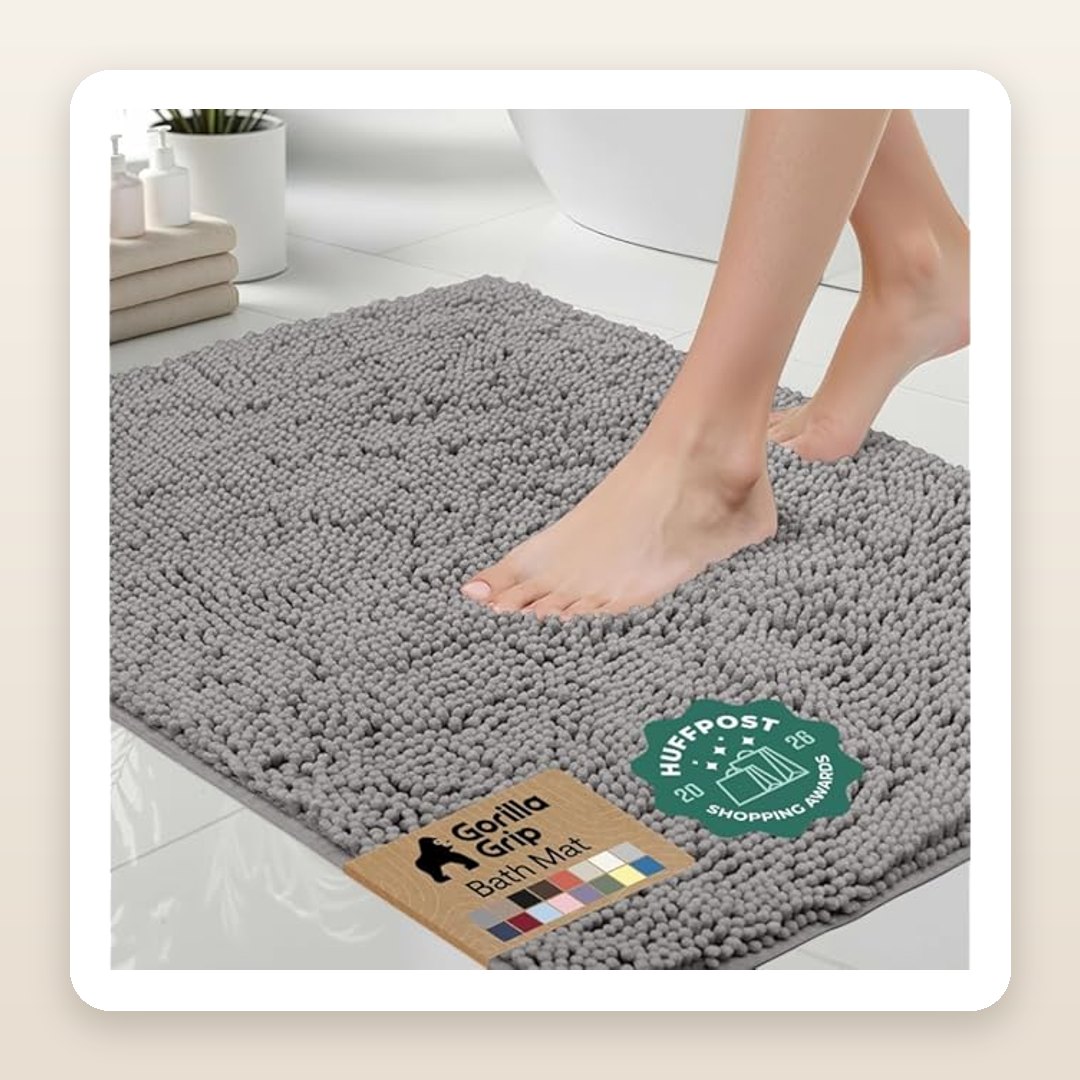 Thick Chenille Bath Rug | Soft Quick-Dry Spa Bathroom Upgrade
