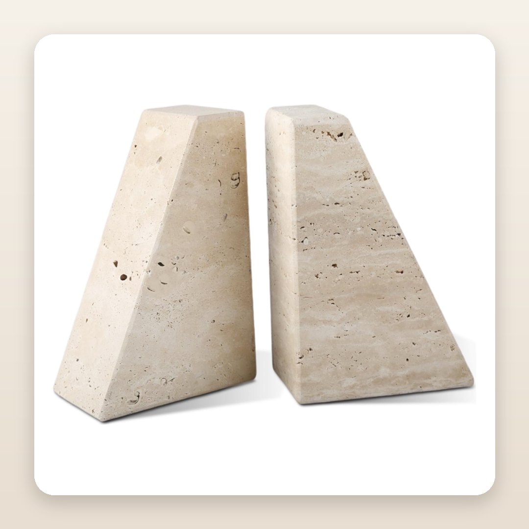 Travertine Decor: The Stone Bookends Heavy Enough to Hold Real Books