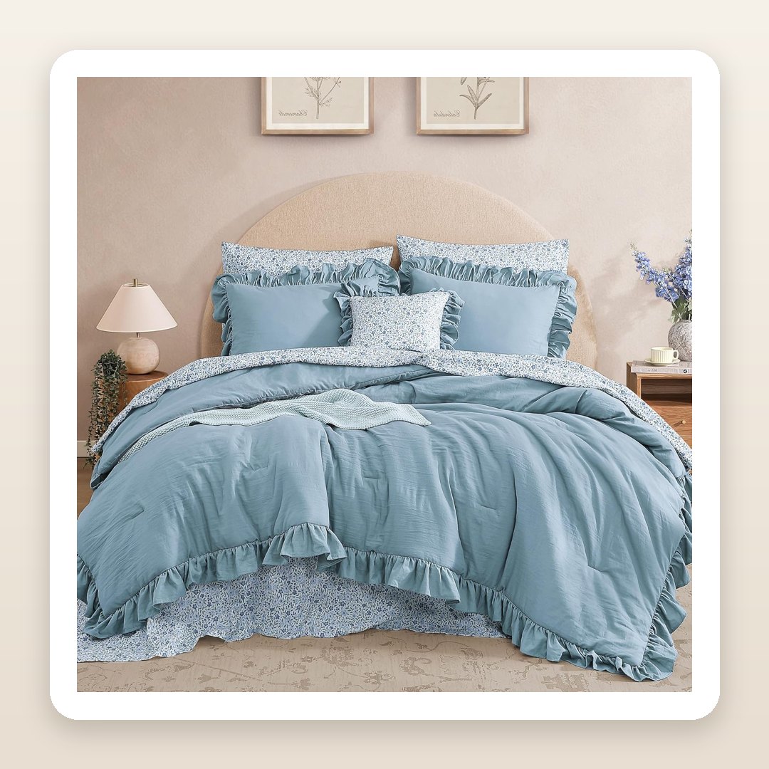 The Twin XL Ruffle Comforter That Turns a Plain Dorm Bed Into a Cozy Aesthetic