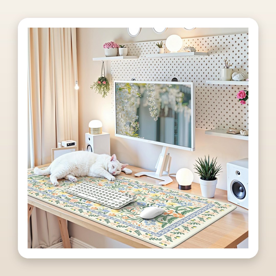 The Vintage Floral Desk Mat That Makes a Work-From-Home Setup Actually Cozy