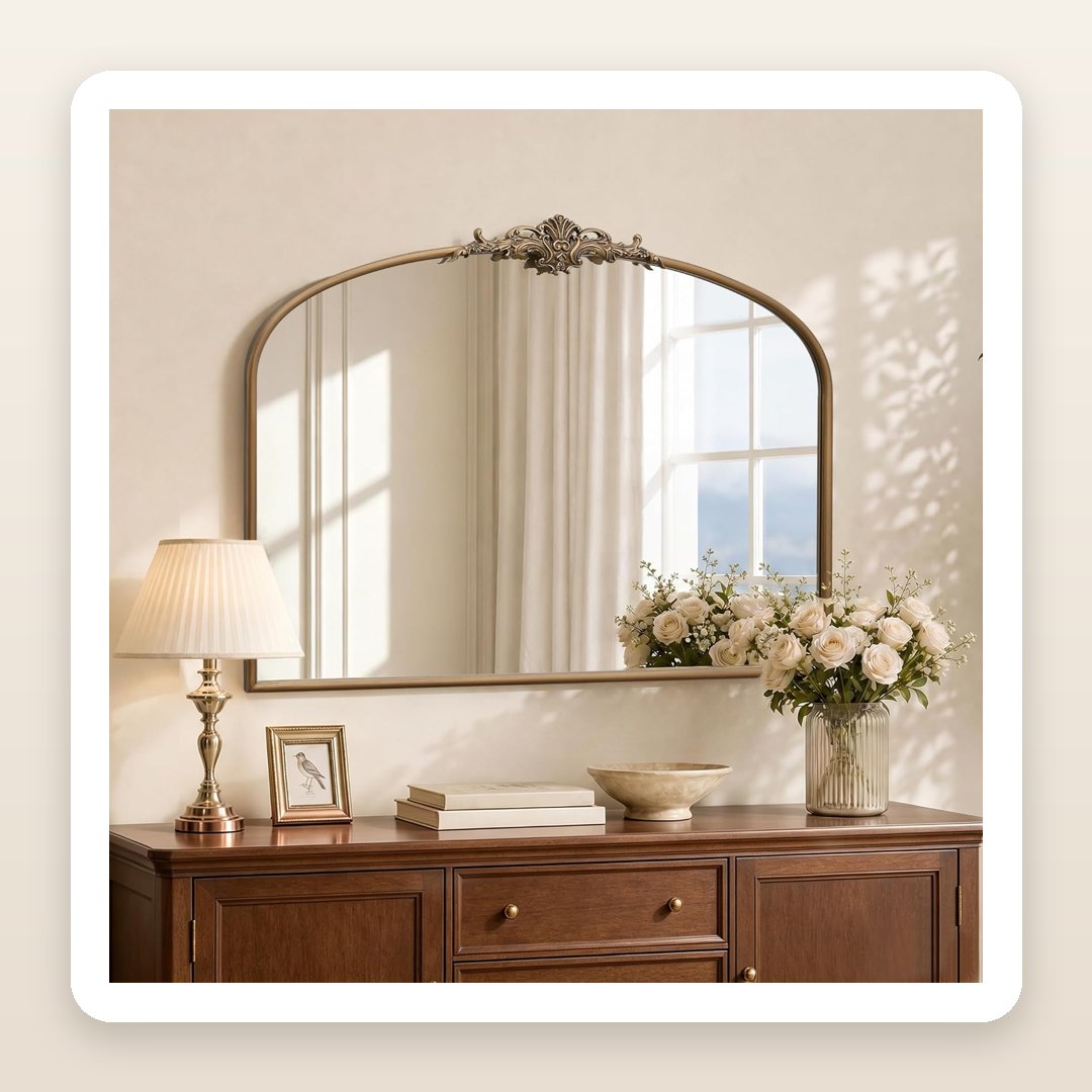 The Vintage Gold Arched Mirror That Instantly Makes an Entryway Look Expensive