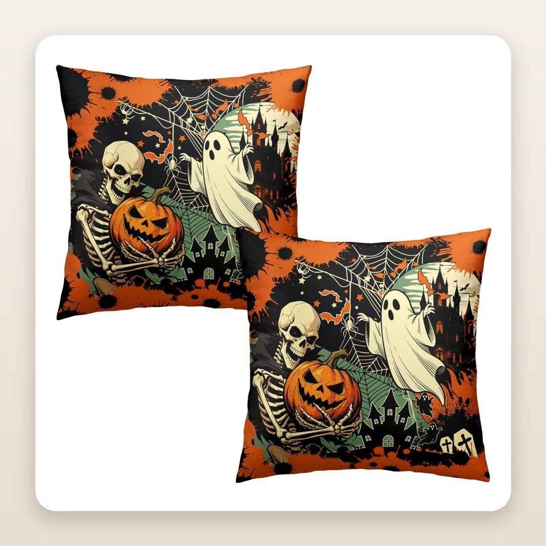Vintage Halloween Pillow Covers: The Skeleton, Ghost and Pumpkin Print That Changes a Sofa Overnight