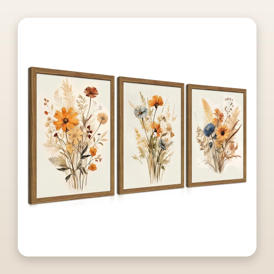 Living Room Wall Decor Ideas: The 3-Piece Wildflower Set That Fills an Empty Wall