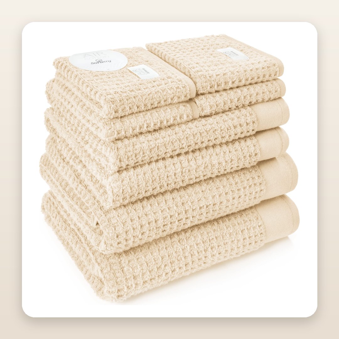 Cozy Bathroom Ideas: The Waffle Towels That Warm Up a Cold White Bathroom