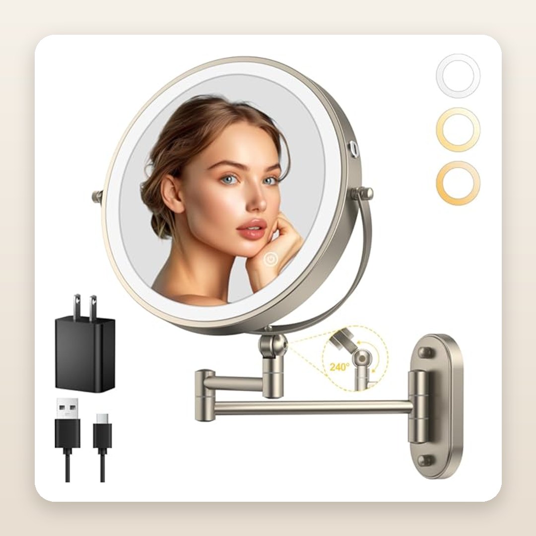 Wall-Mounted Lighted Vanity Mirror for a Pretty Little Glam Corner