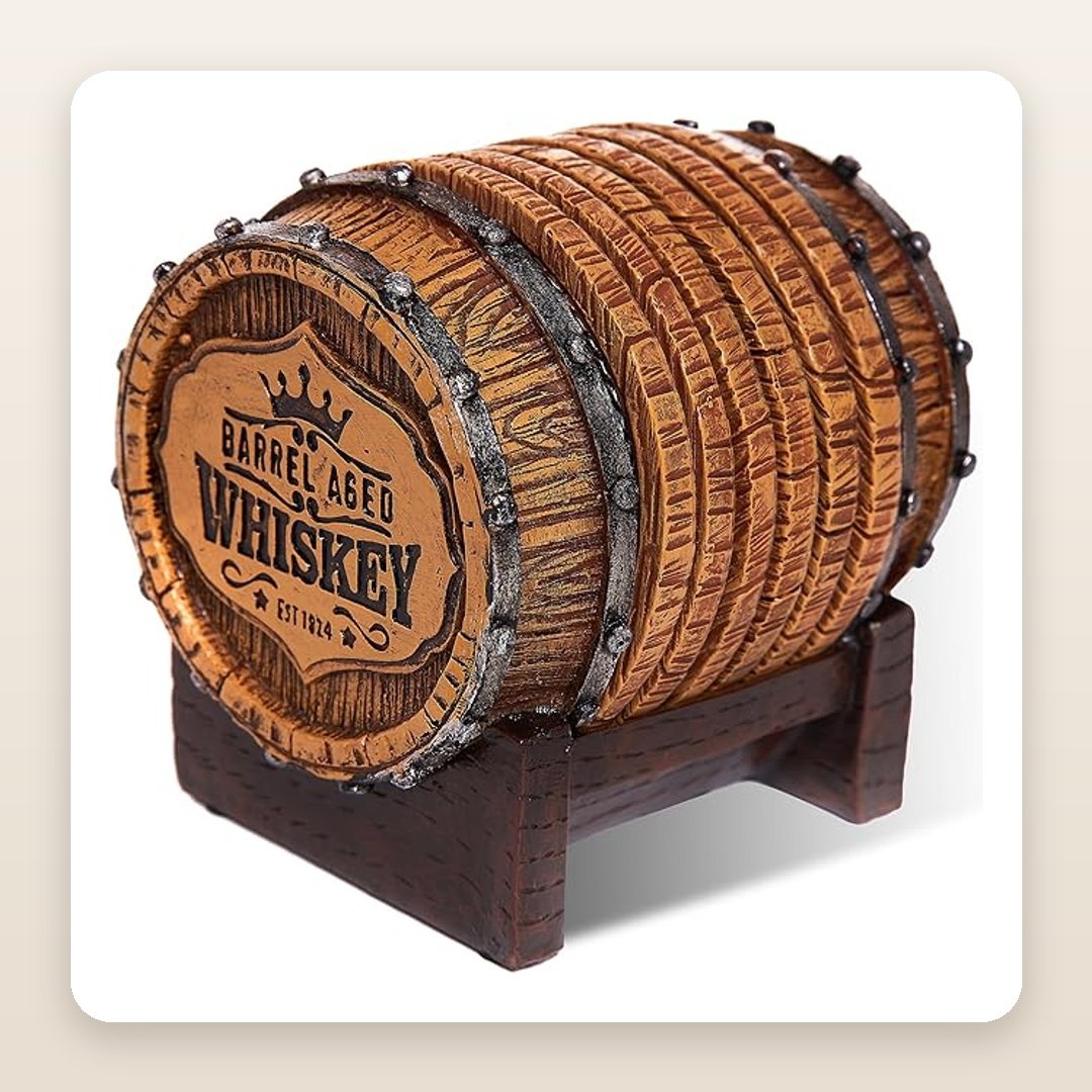 The Handcrafted Whiskey Barrel Coasters Dad Will Show Off