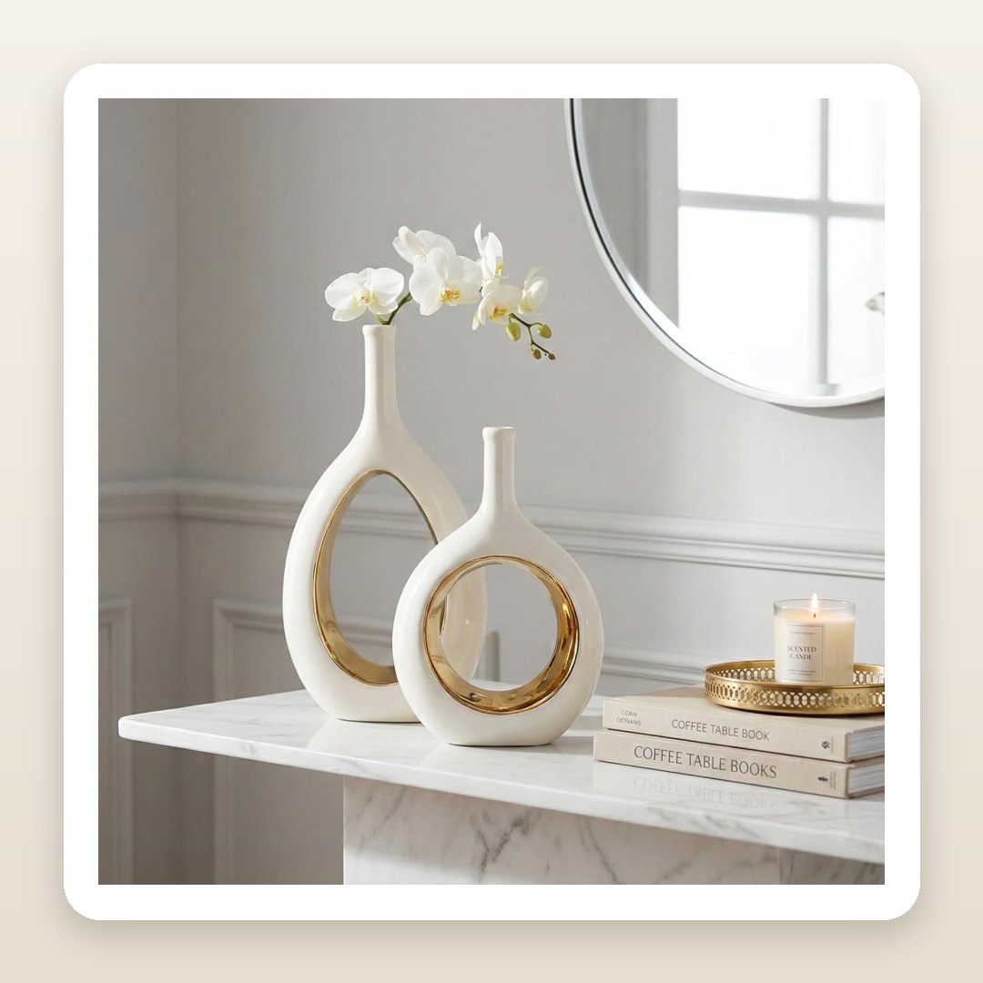 The White & Gold Vase Set That Gives a Console That Minimalist-Luxury Look
