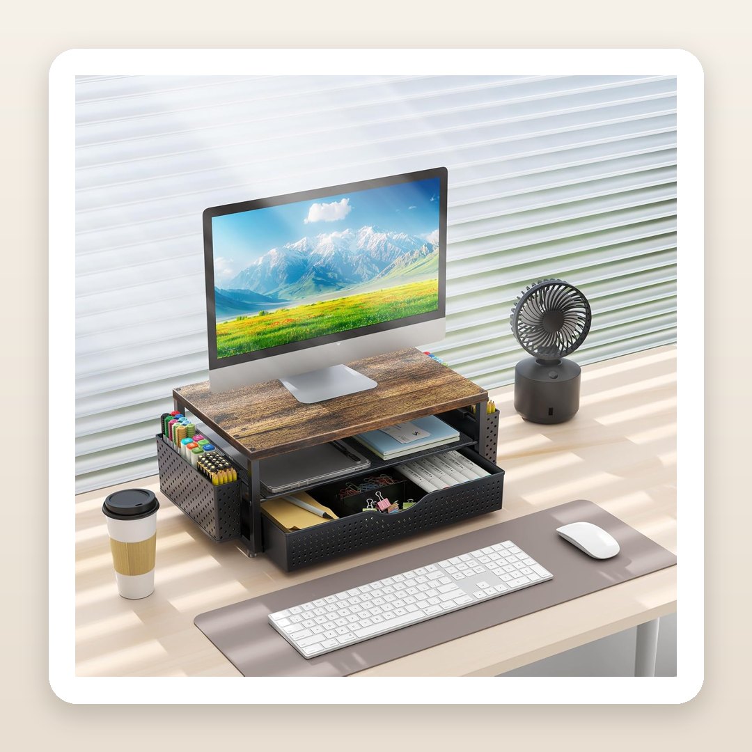 The Monitor Stand With Drawers That Doubles Your Desk Space