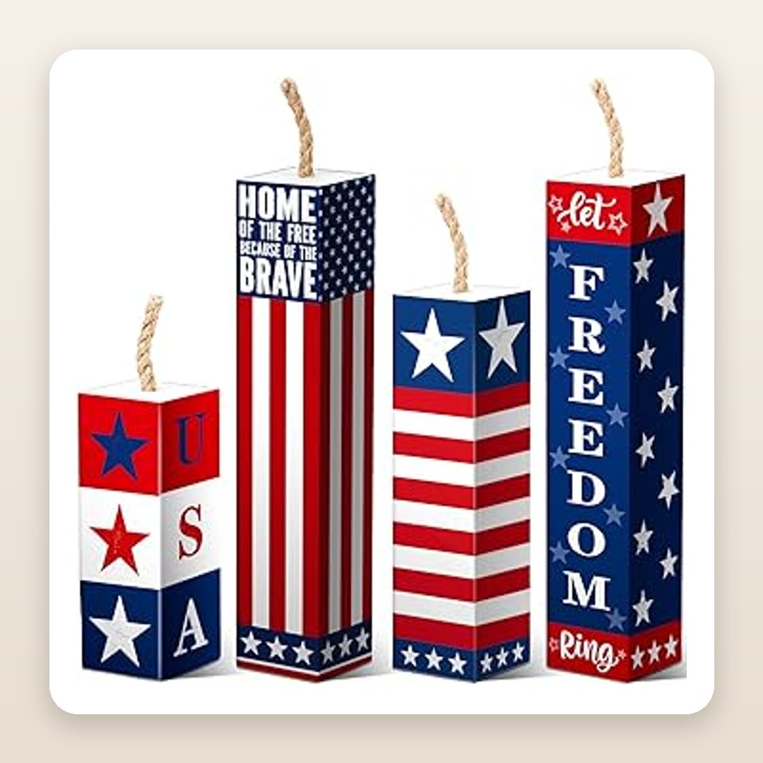 Wooden Firecracker Decor for a Playful 4th of July Tiered Tray